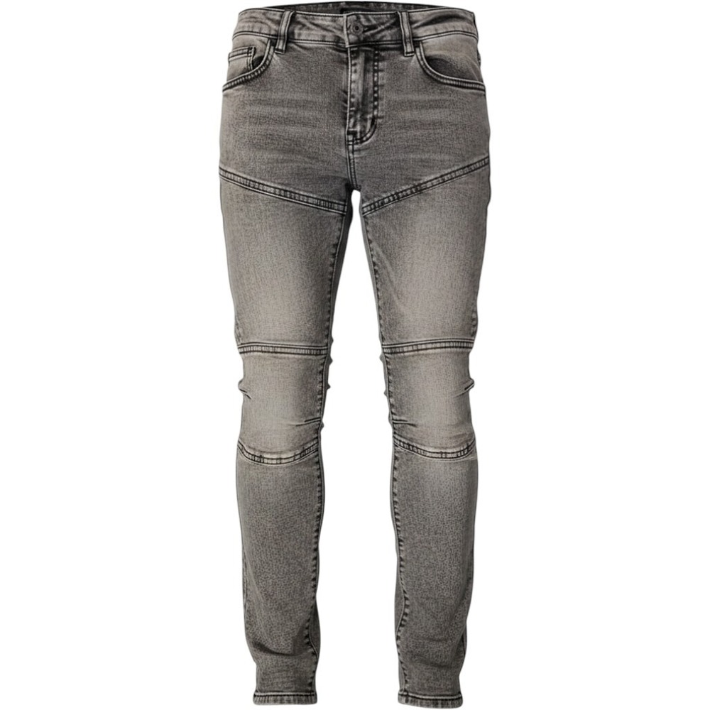 Fly Society Boys Acid-Wash Gray Biker Jeans 10 Slim Fit Denim 34 motor head